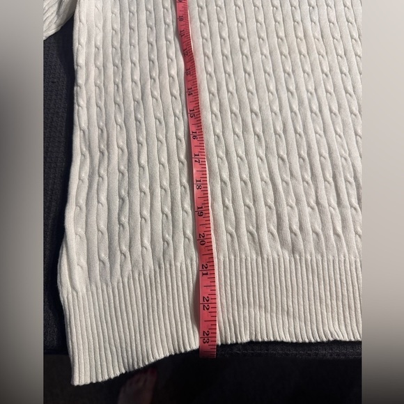 Kim Rogers Lightweight White Cable Knit Sweater 100% Cotton Size Small Academia - Picture 4 of 7